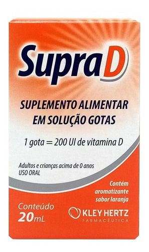 Kit de 3 gotas de vitamina D Supra D, 200 UI, 20 ml, color naranja