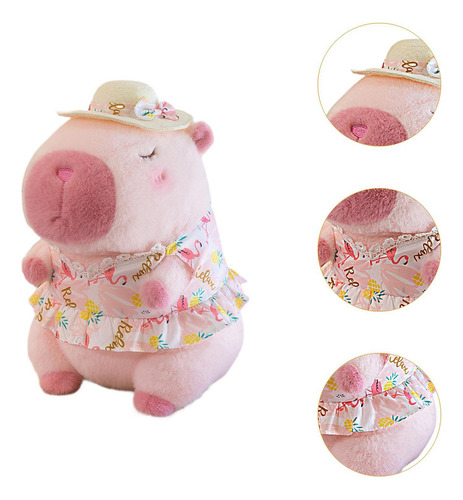 Juguete De Peluche Suave De Capibara, Coche De Rosa 23cm