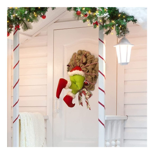 Corona De Flores De Ladrón Del Grinch Para Decoración De Árb