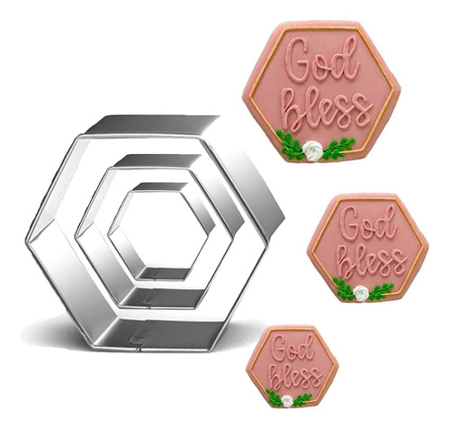 Auktosmn Hexagon Cookie Cutter Set-size 3.5 2.5 1.5-3 Moldes