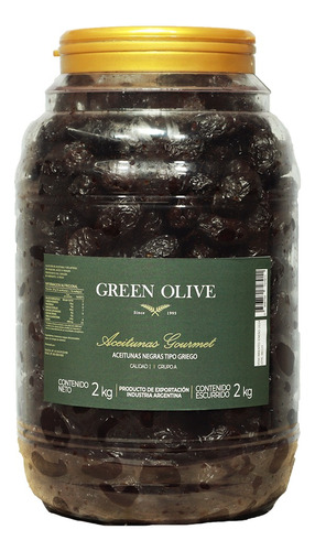 Aceitunas Negras Nat. Griegas Green Olive X 2 Kg. Esc. Pet