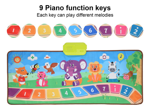 Tapete De Piano Para Niños Con Estampado De Animales Animado