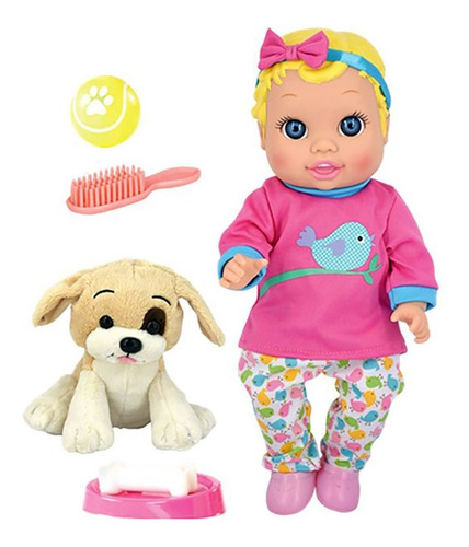 Imagen 1 de 8 de Muñeca Bebe C/ Perrito Sonido Original Tv Pce 5841 Bigshop