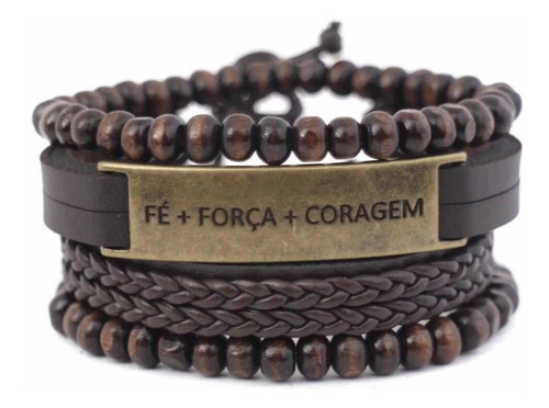 Kit De Pulseiras Fé Força Coragem