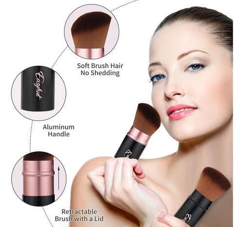 Juego De Brochas De Maquillaje Retractiles Kabuki De 2 Pi...