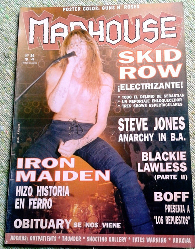 Wasp Abaxial Skid Row Obituary Guns Roses Gatos Madhouse 24 (Usado)