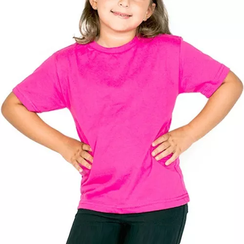 camiseta infantil basica lisa algodao rosa pink unissex en