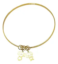 Comprar Pulseira Argola 2,5mm C 5 Argolinhas Dois Pingentes Ouro 10k