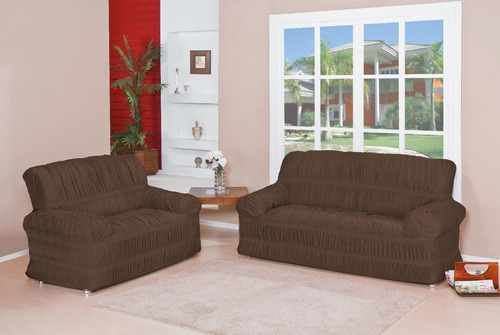 Funda de sofá con malla elástica de gel grueso para 2 y 3 plazas, nombre marrón