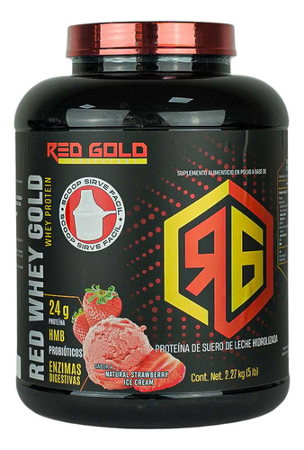Red Gold, Red Whey, Proteína Hidrolizada, 5lbs Sabor Fresa