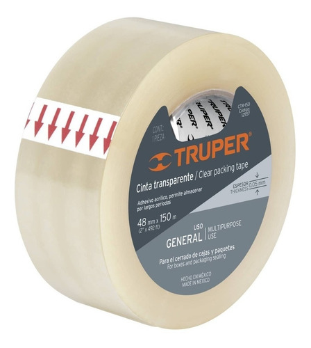 12557 Truper Cinta Adhesiva Empaque Transparente 150m