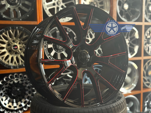 Rines 22 Deportivos 5-115 Excelente Challenger Charger 300c Gloss Black Red Milled