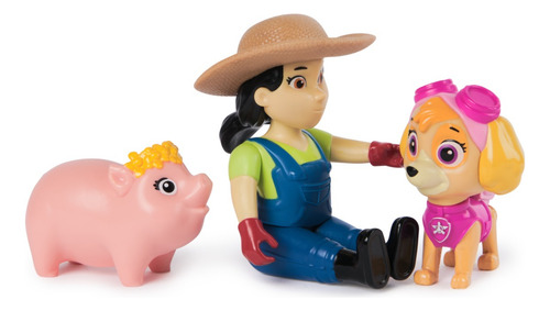Paw Patrol, Set Figuras De Skye, Granjera Yumi Y Cerdito