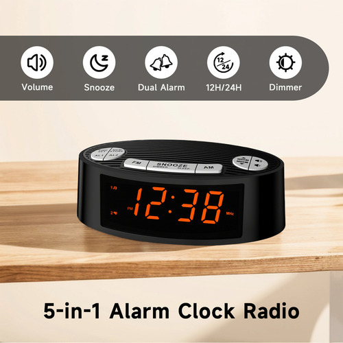 Radio Reloj Despertador Fm/am Rojo Digital Led Pantalla Grande Bocina Buró Escritorio