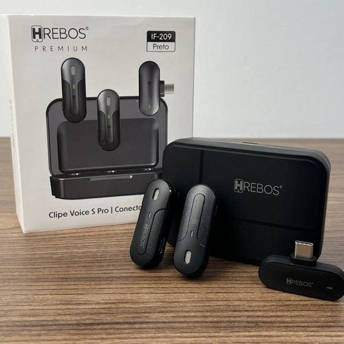 Microfone Lapela Sem Fio Profissional Hrebo If-209 Tipo-c