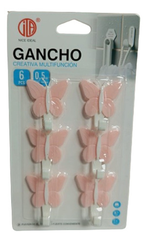 Ganchos Adhesivos Decorativos, Diseño Mariposa Rosado / Runn