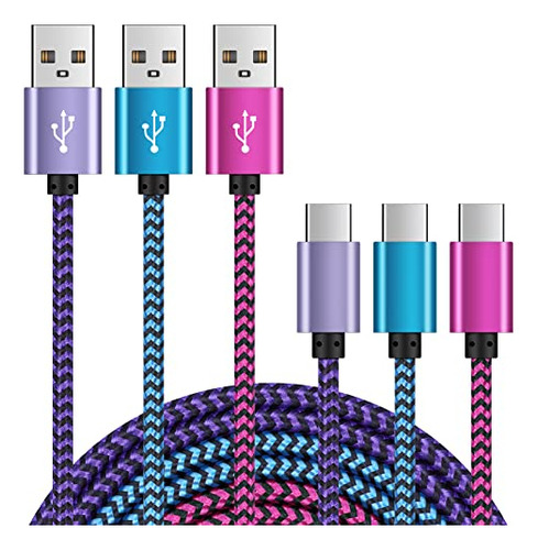 Cable De Cargador Usb A A Usb Tipo C  Paquete De 3 Unidades