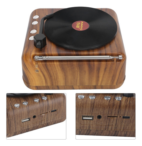 Altavoz Subwoofer, Mini Reproductor De Discos De Vinilo Retr