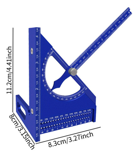 Regla Triangular Cuadrada, Multiángulo Ajustable, Azul