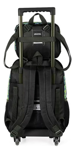 Mochila Rodinhas E Lancheira T-rex Verde