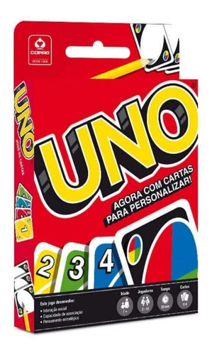 Uno Baralho Jogo De Cartas Completo Original Revestido Copag