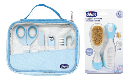 Set Cuidado Higiene Chicco Peine Cepillo Alicate Varon