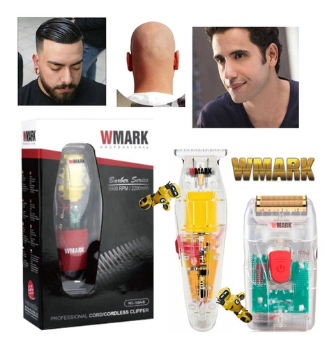 Imagem 6 de 7 de Kit 3 Maquina De Cabelo Wmark Ng108 Ng202 Ng987 Transparente