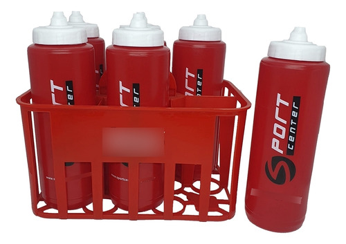 Cesta Squeeze Com 6 De 1 Litro Bico Automático,  Cor Vermelho-vermelho