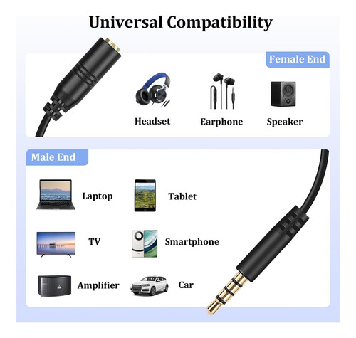 Cable De Extensión De Auriculares De Xintronics 5 Pies Aux A