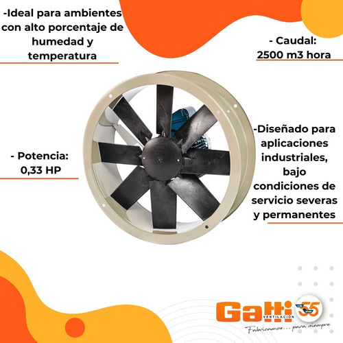 Extractor De Aire Axial Industrial 35 Cm P/ Conducto Gatti V