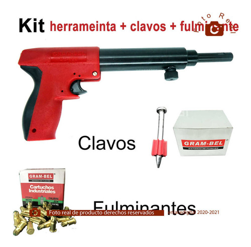 Imagen 2 de 8 de Pistola Fijación Gram-bel Gb-100 Clavos Fulminantes Gratis