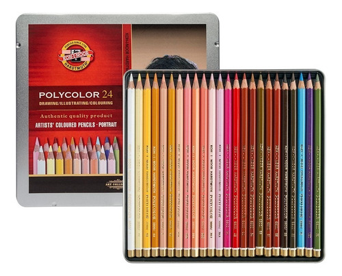 Estuche para lápices Koh I Noor Polycolor, 24 colores, para retratos