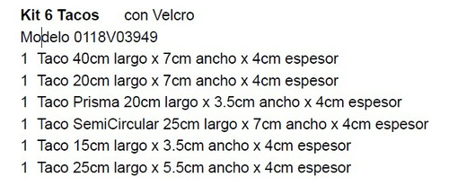 Non Shock Kit Tacos Lijadores - Tacos Con Velcro - Kit 6 Und
