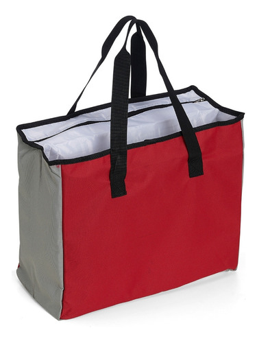 Sacola Poliéster Eco Com Bolso Térmico 25 Litros 34x41cm Cor Vermelho