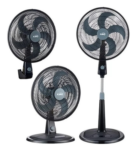 Ventilador 3 En 1 Kalley Mesa, Pared Pie K-v31n02 Negro 18