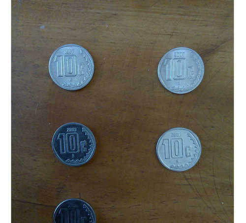 Vendo Monedas De 10 Centavos. 1997, 2003, 2005 Y Dos 2007 