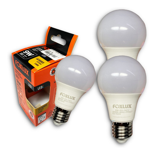 Kit Com 3 Lâmpadas Led Bulbo 110/220v 9w 3.000k Foxlux