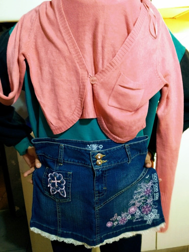 Remera Soy Luna+ Sueter+ Pollera De Jean