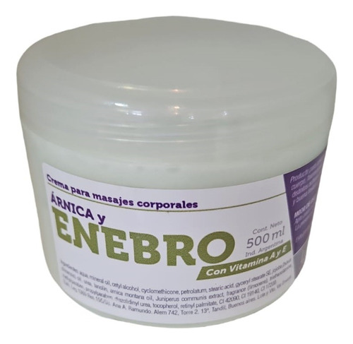 Imagen 2 de 4 de Crema Masajes Arnica Y Enebro Con Vitaminas A Y E Las Claras