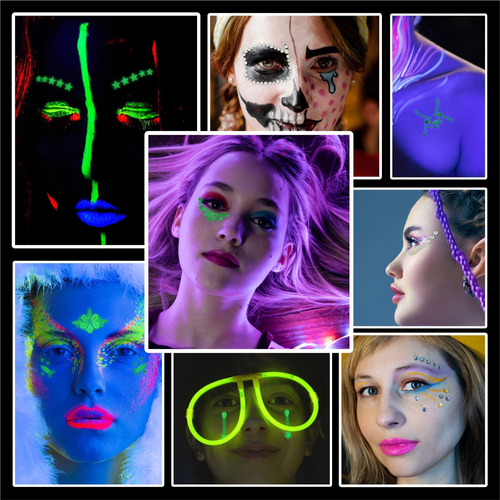 Gemas Faciales Noctilucentes, 12 Piezas De Joyas Luminosas P