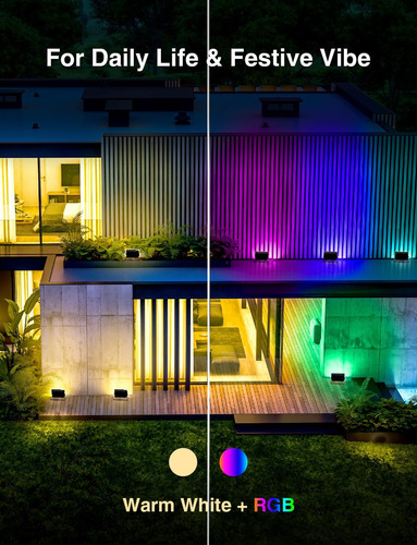 Paquete De 6 Luces Led Rgb Onforu Para Exteriores, 50 W C...