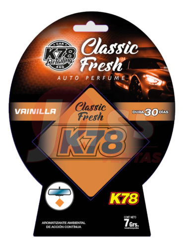 Perfume Aromatizante Classic Fresh Auto Ambiente K78 7grs