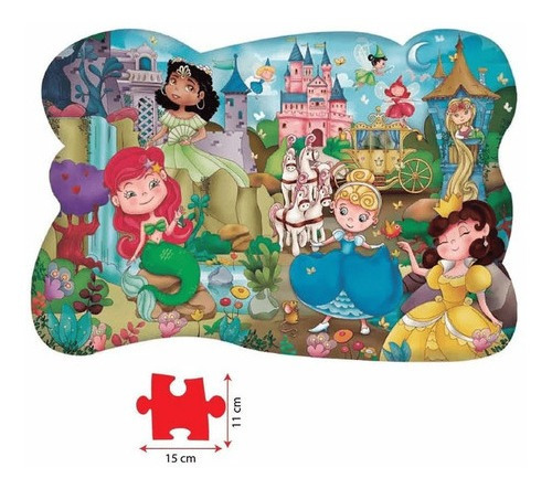 Imagem 2 de 4 de Quebra-cabeça Gigante - Princesas 28 Peças - Pais E Filhos