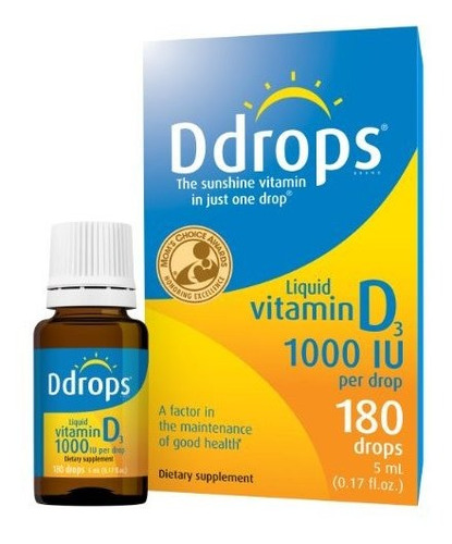 Vitamina D Líquida Para Adultos 1000 Ui, 180 Gotas. Apoya Hues