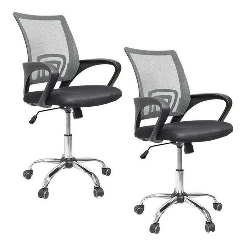 Silla de escritorio Top Living SILLB2 ergonómica  negra y gris con tapizado de mesh x 2 unidades