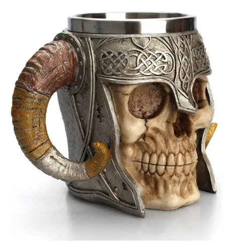 Taza Jarra Calavera Nórdica Medieval Cerveza Café Té Vikinga
