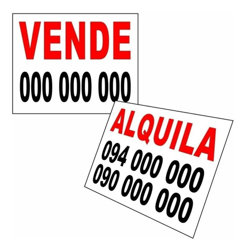 Cartel Cartonplast Vende - Alquila 1,00 X 0,50 Mts