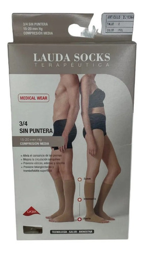 Media Compresión 15-20m Lauda Socks 3/4 Sin Puntera Unisex