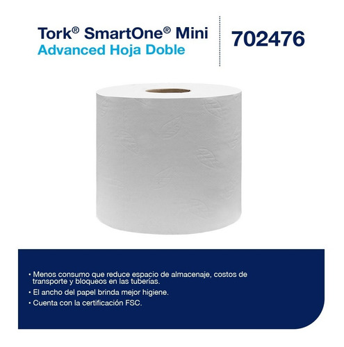 Imagen 2 de 4 de Tork Smartone® Mini Papel Higiénico 12 Rollos De 620hd