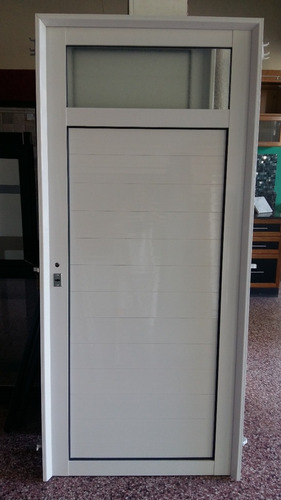 Puerta De Aluminio Blanco Reforzada 70 X 200 Con Vidrio